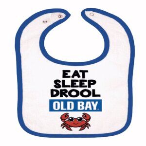 Old Bay Eat Sleep Drool Baby Bib NEW Fast Ship